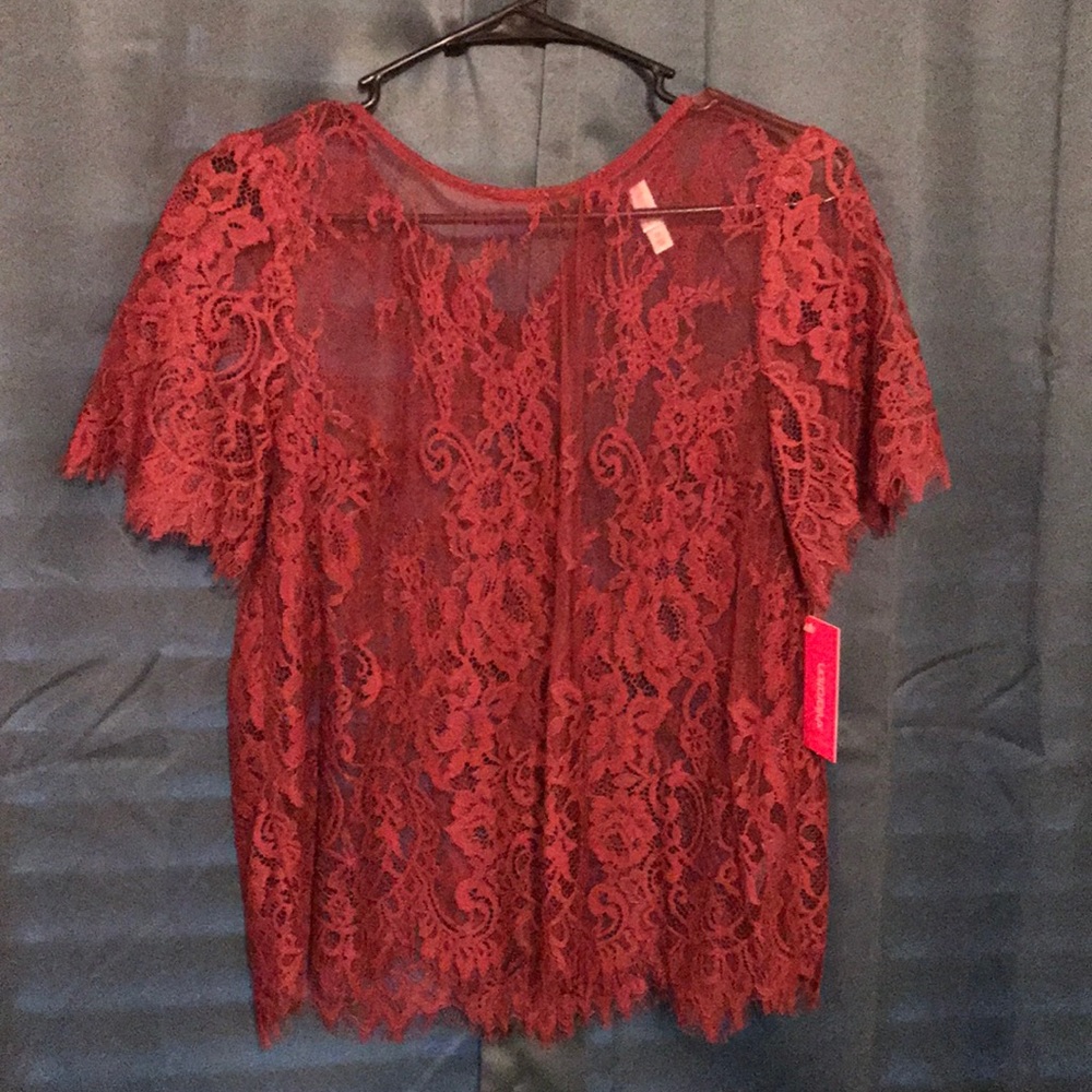 Maroon lace top